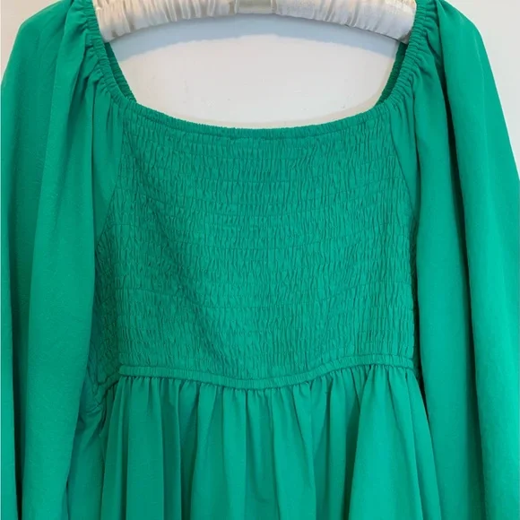 Entro Puffy Sleeve Babydoll Top Green - Picture 6 of 9